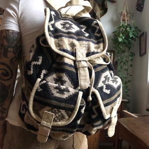 Forever21 canvas south western knitted backpack